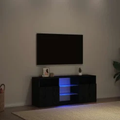 vidaXL Tv-meubel met LED 120x30x50 cm bewerkt hout zwart eiken
