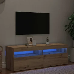 vidaXL Tv-meubel met LED 120x35x40 cm bewerkt hout artisanaal eiken