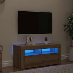 vidaXL Tv-meubel met LED 90x35x40 cm bewerkt hout artisanaal eiken