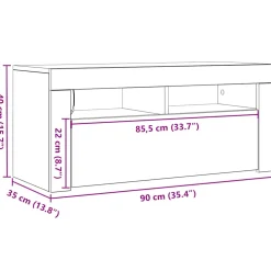 vidaXL Tv-meubel met LED 90x35x40 cm bewerkt hout artisanaal eiken