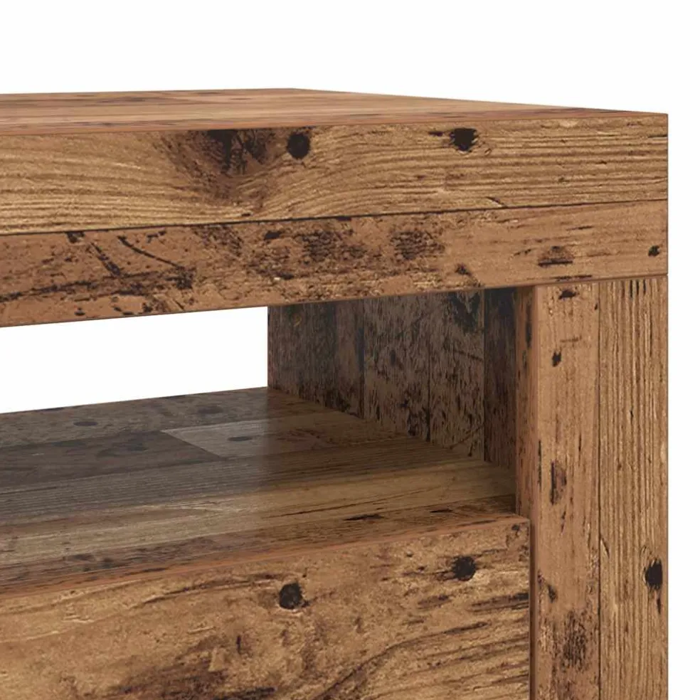 vidaXL Tv-meubel met LED 90x35x40 cm bewerkt hout oud hout
