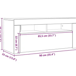 vidaXL Tv-meubel met LED 90x35x40 cm bewerkt hout oud hout