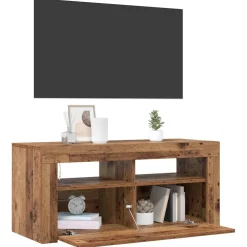 vidaXL Tv-meubel met LED 90x35x40 cm bewerkt hout oud hout