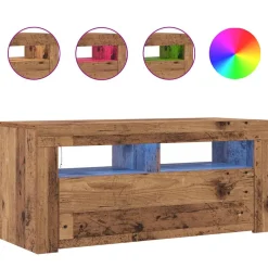 vidaXL Tv-meubel met LED 90x35x40 cm bewerkt hout oud hout