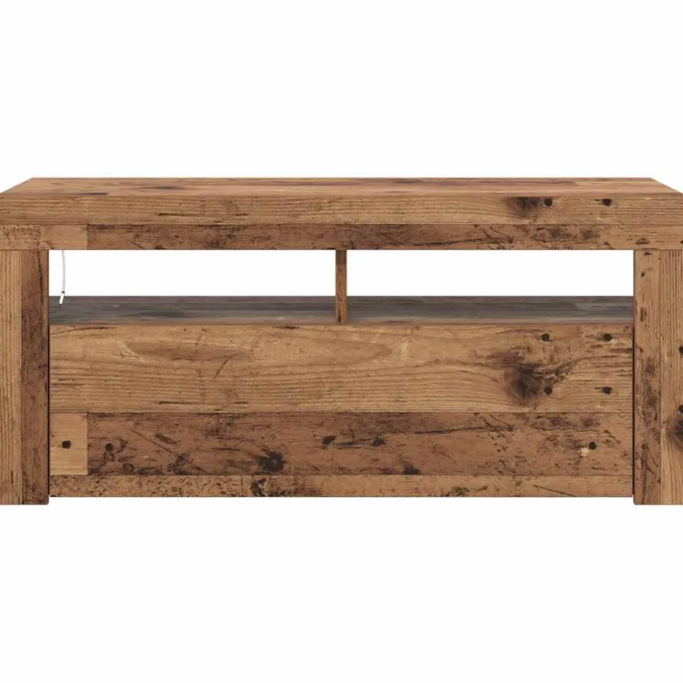 vidaXL Tv-meubel met LED 90x35x40 cm bewerkt hout oud hout
