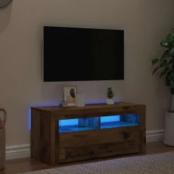 vidaXL Tv-meubel met LED 90x35x40 cm bewerkt hout oud hout