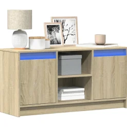 vidaXL Tv-meubel met LED 100x34x50 cm bewerkt hout sonoma eikenkleurig