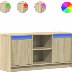vidaXL Tv-meubel met LED 100x34x50 cm bewerkt hout sonoma eikenkleurig