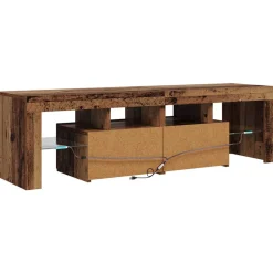 vidaXL Tv-meubel met LED 140x36,5x40 cm bewerkt hout oud hout
