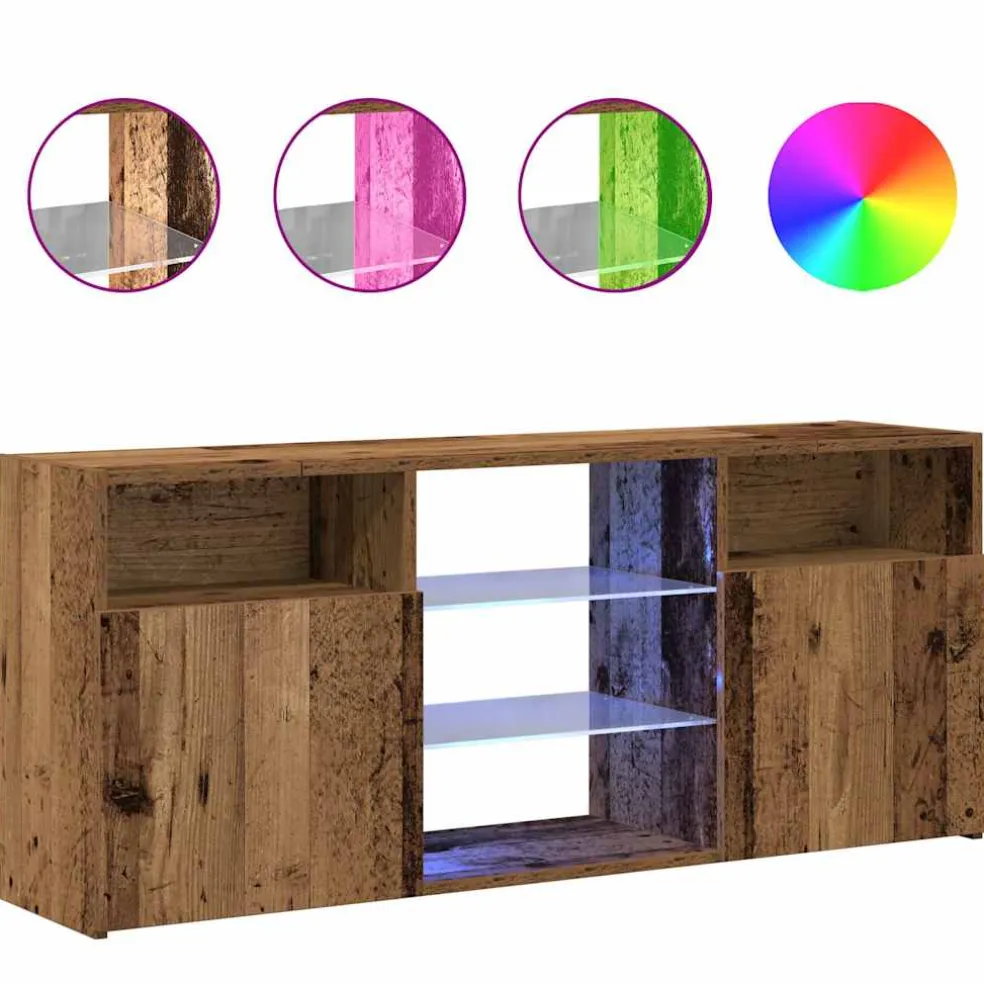 vidaXL Tv-meubel met LED 120x30x50 cm bewerkt hout oud hout