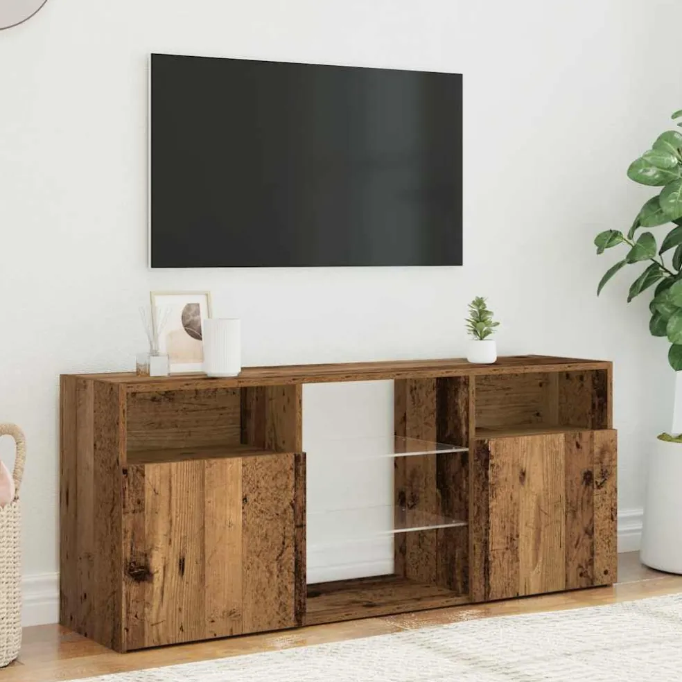 vidaXL Tv-meubel met LED 120x30x50 cm bewerkt hout oud hout