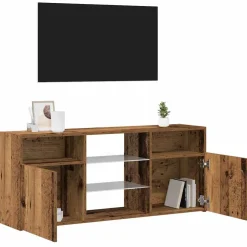 vidaXL Tv-meubel met LED 120x30x50 cm bewerkt hout oud hout