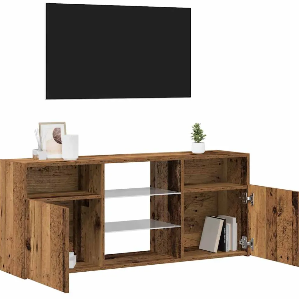 vidaXL Tv-meubel met LED 120x30x50 cm bewerkt hout oud hout