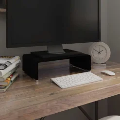 vidaXL Tv-meubel/monitorverhoger zwart 40x25x11 cm glas