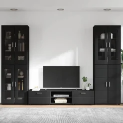 vidaXL Tv-meubelset FLORIN 3 st Zwart Bewerkt hout