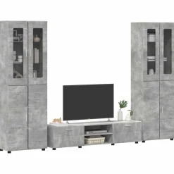 vidaXL Tv-meubelset FLORIN 3 st Beton Grijs Bewerkt hout