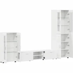 vidaXL Tv-meubelset FLORIN 3 st Hoogglans wit Bewerkt hout