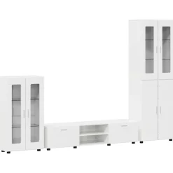 vidaXL Tv-meubelset FLORIN 3 st Hoogglans wit Bewerkt hout