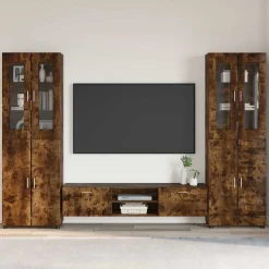 vidaXL Tv-meubelset FLORIN 3 st Gerookt eiken Bewerkt hout