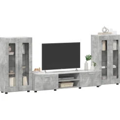 vidaXL Tv-meubelset FLORIN 3 st Beton Grijs Bewerkt hout