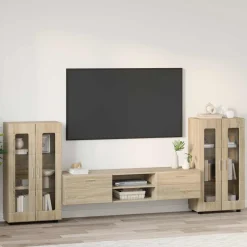 vidaXL Tv-meubelset FLORIN 3 st Sonoma Eiken Bewerkt hout