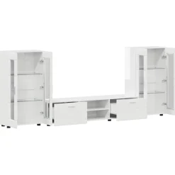 vidaXL Tv-meubelset FLORIN 3 st Hoogglans wit Bewerkt hout