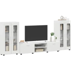 vidaXL Tv-meubelset FLORIN 3 st Hoogglans wit Bewerkt hout