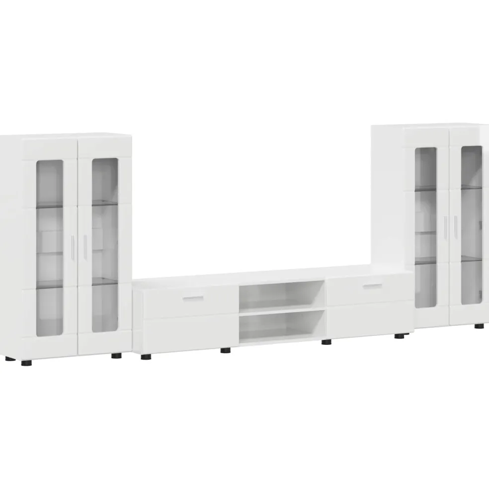 vidaXL Tv-meubelset FLORIN 3 st Hoogglans wit Bewerkt hout