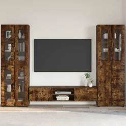 vidaXL Tv-meubelset FLORIN 3 st Gerookt eiken Bewerkt hout