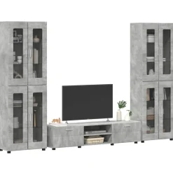 vidaXL Tv-meubelset FLORIN 3 st Beton Grijs Bewerkt hout