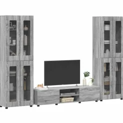 vidaXL Tv-meubelset FLORIN 3 st Gerookt eiken Bewerkt hout