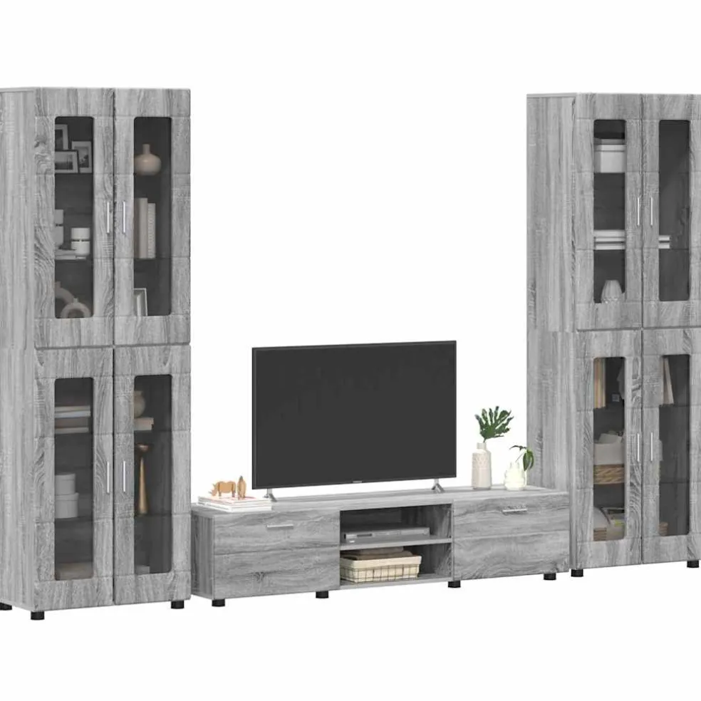vidaXL Tv-meubelset FLORIN 3 st Gerookt eiken Bewerkt hout