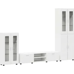 vidaXL Tv-meubelset FLORIN 3 st Wit Bewerkt hout