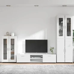vidaXL Tv-meubelset FLORIN 3 st Wit Bewerkt hout