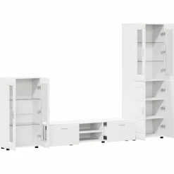 vidaXL Tv-meubelset FLORIN 3 st Wit Bewerkt hout