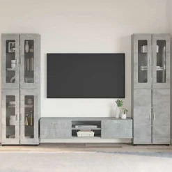 vidaXL Tv-meubelset FLORIN 3 st Hoogglans wit Bewerkt hout