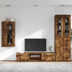 vidaXL Tv-meubelset FLORIN 3 st Gerookt eiken Bewerkt hout
