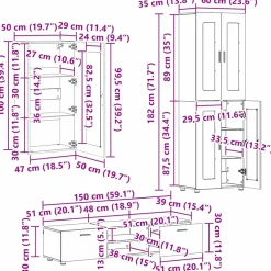 vidaXL Tv-meubelset FLORIN 3 st Artisan Eiken Bewerkt hout
