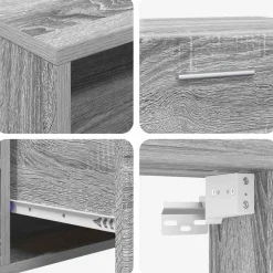 vidaXL Tv-meubelset FLORIN 3 st Grijs Sonoma Bewerkt hout