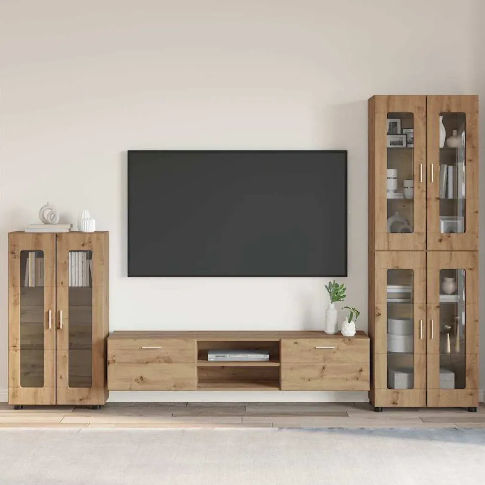 vidaXL Tv-meubelset FLORIN 3 st Grijs Sonoma Bewerkt hout