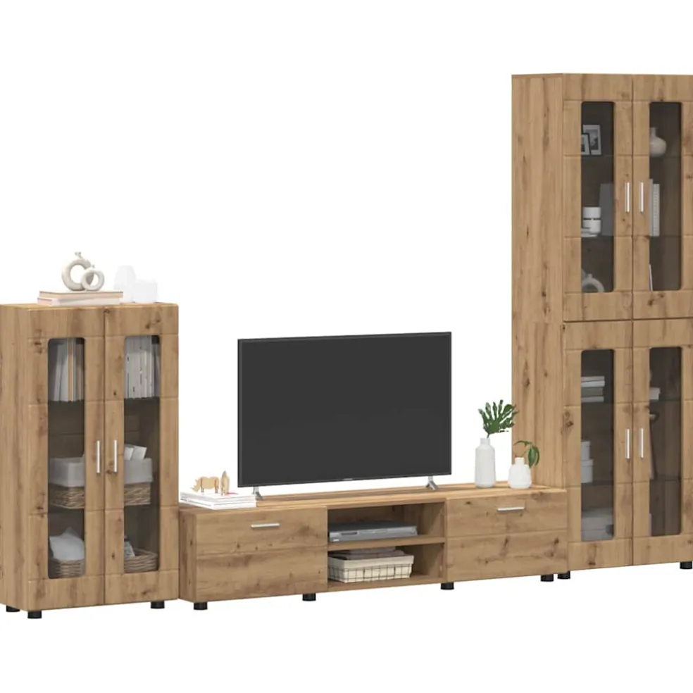 vidaXL Tv-meubelset FLORIN 3 st Grijs Sonoma Bewerkt hout