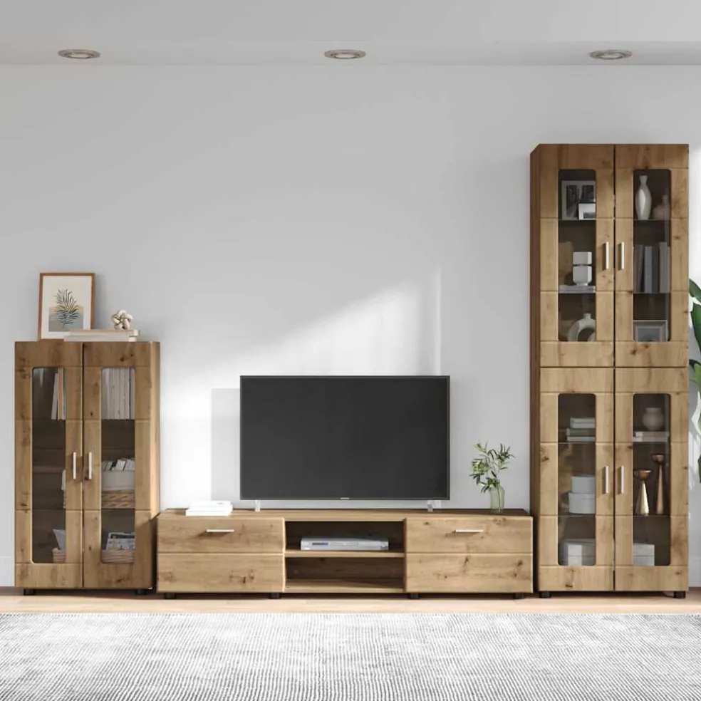 vidaXL Tv-meubelset FLORIN 3 st Grijs Sonoma Bewerkt hout