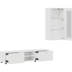 vidaXL Tv-meubelset FLORIN 3 st Hoogglans wit Bewerkt hout