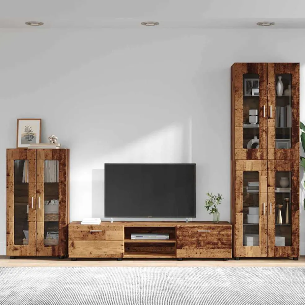 vidaXL Tv-meubelset FLORIN 3 st Oudhout Bewerkt hout