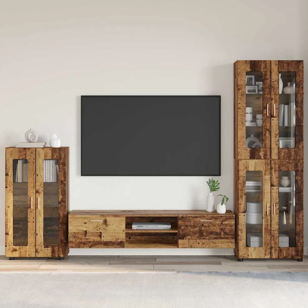 vidaXL Tv-meubelset FLORIN 3 st Oudhout Bewerkt hout