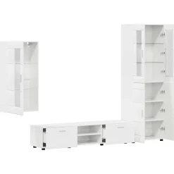 vidaXL Tv-meubelset FLORIN 3 st Hoogglans wit Bewerkt hout