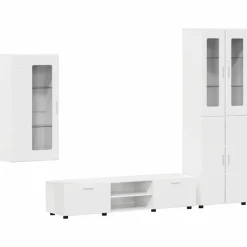 vidaXL Tv-meubelset FLORIN 3 st Hoogglans wit Bewerkt hout