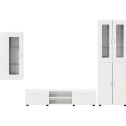 vidaXL Tv-meubelset FLORIN 3 st Hoogglans wit Bewerkt hout