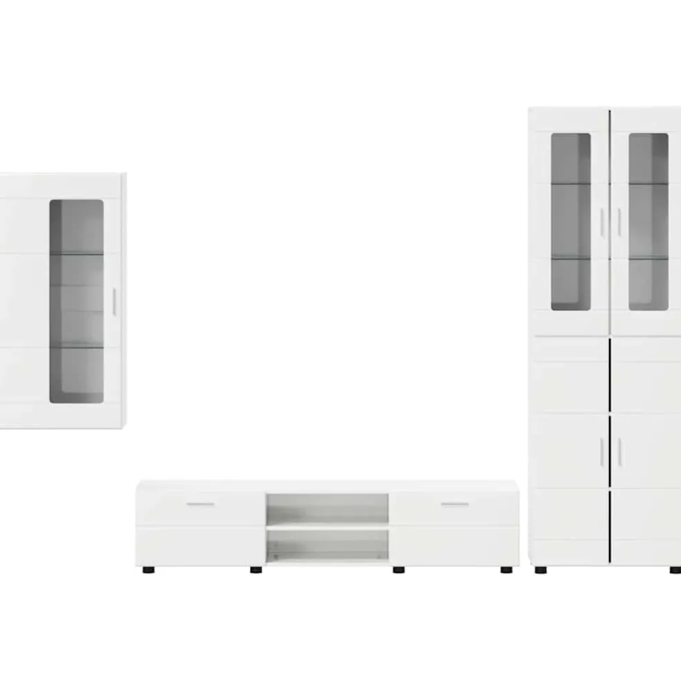 vidaXL Tv-meubelset FLORIN 3 st Hoogglans wit Bewerkt hout