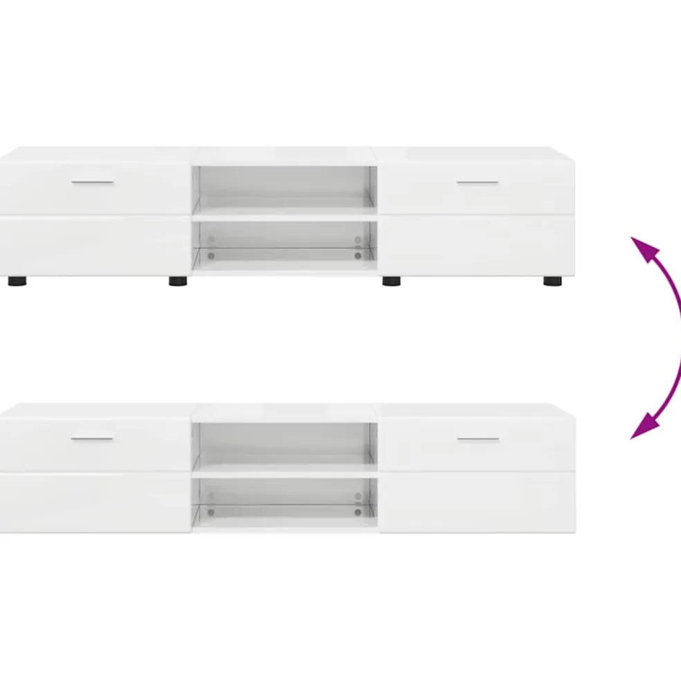 vidaXL Tv-meubelset FLORIN 3 st Hoogglans wit Bewerkt hout